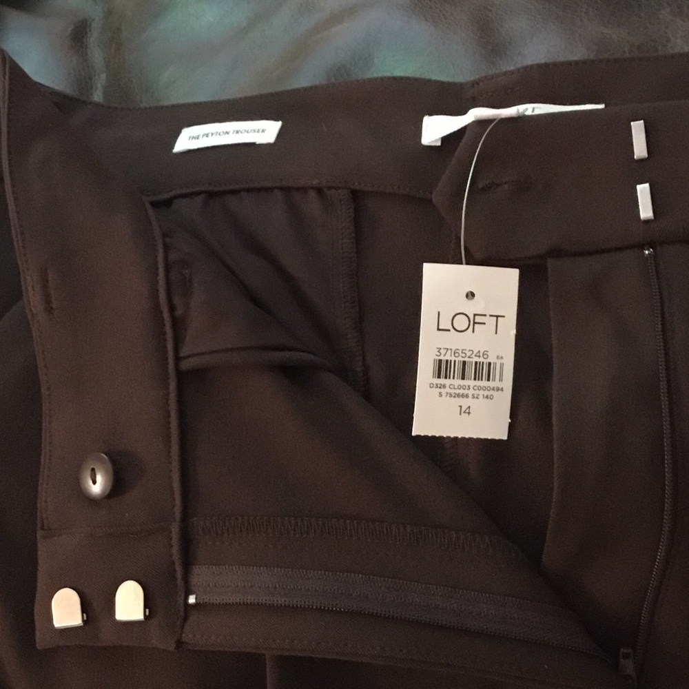 NWT LOFT Peyton Trouser Chocolate high-waist, wide leg Size 14 - Picture 5 of 10